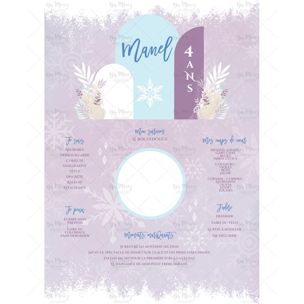 Affiche anniversaire personnalisée - Thème Reine des neiges & Violet - Mmez  Creazioni
