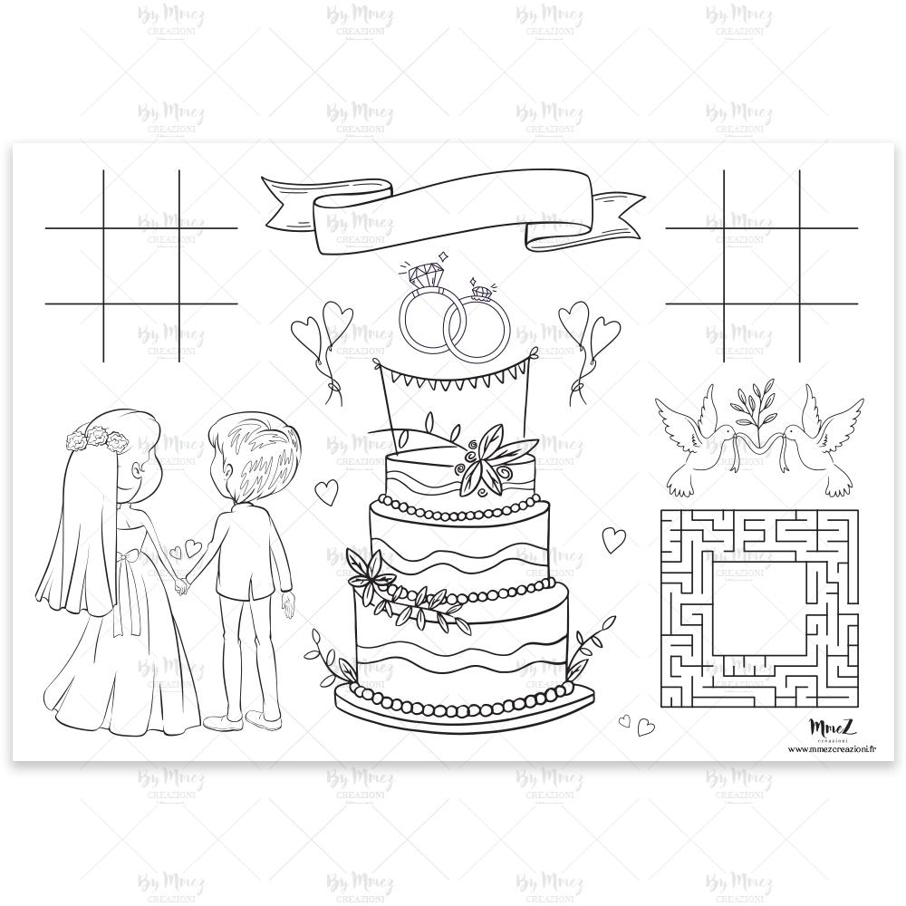MMEZ CREAZIONI - SET COLORIAGE MARIAGE - THEME WEDDING CAKE