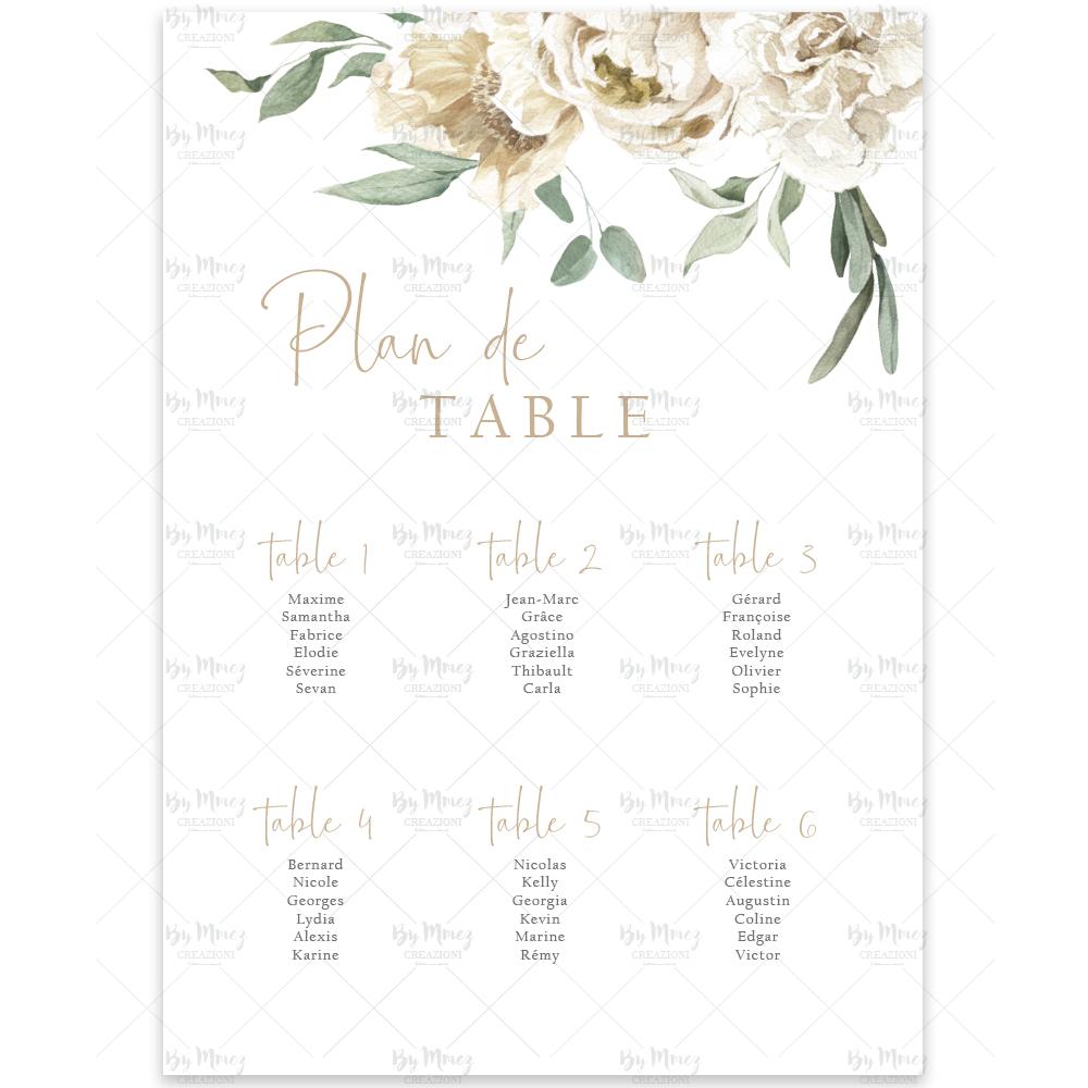 MMEZ CREAZIONI - PLAN DE TABLE MARIAGE - NOCE CHAMPETRE