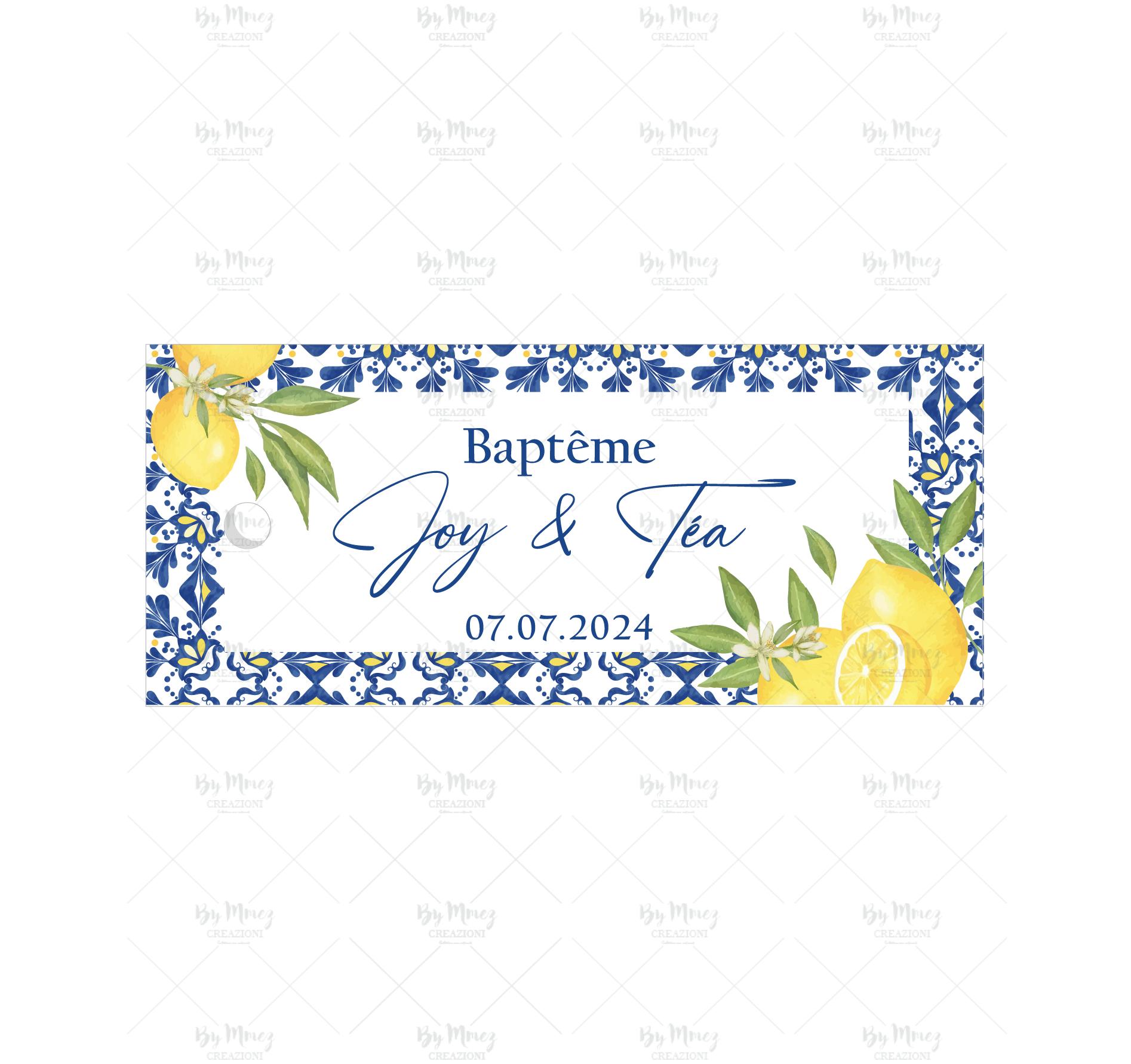 MMEZ CREAZIONI - ETIQUETTE PAPIER PERFOREE RECTANGULAIRE - DOLCE VITA CITRON & BLEU