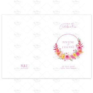 Couverture livret de messe - Thème Fleuries Orange & Rose Fushia