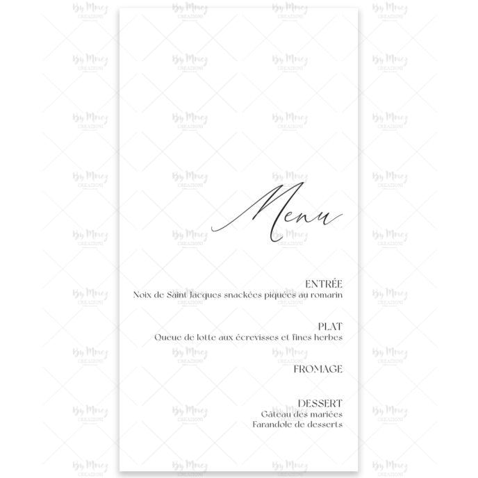 Menu mariage - Epuré & Green Sauge