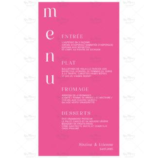 Menu mariage - Fleuries & Rose Fushia