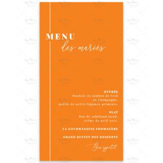 Menu mariage - Orange & Rose Fushia